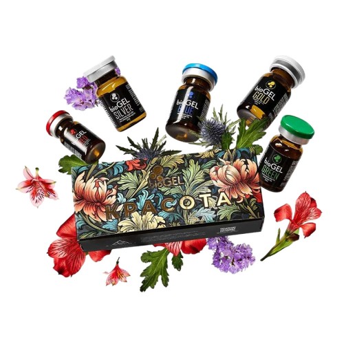 Набор BioGel Beauty Set (Green + Red + Blue + Gold + Silver), фл. 5*5мл